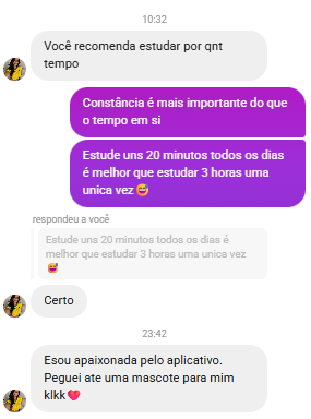 Depoimento de aluno